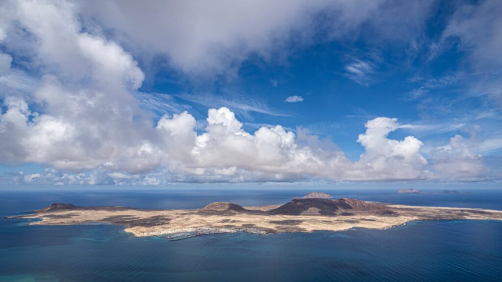 View of La Graciosa from Mirador Del Rio on Lanzarote, Canary Islands